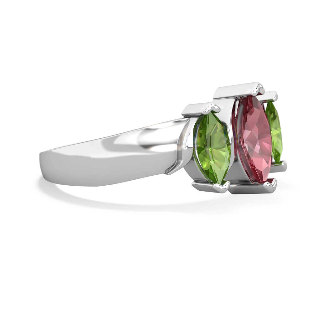 Pink Tourmaline Three Peeks 14K White Gold ring R2433