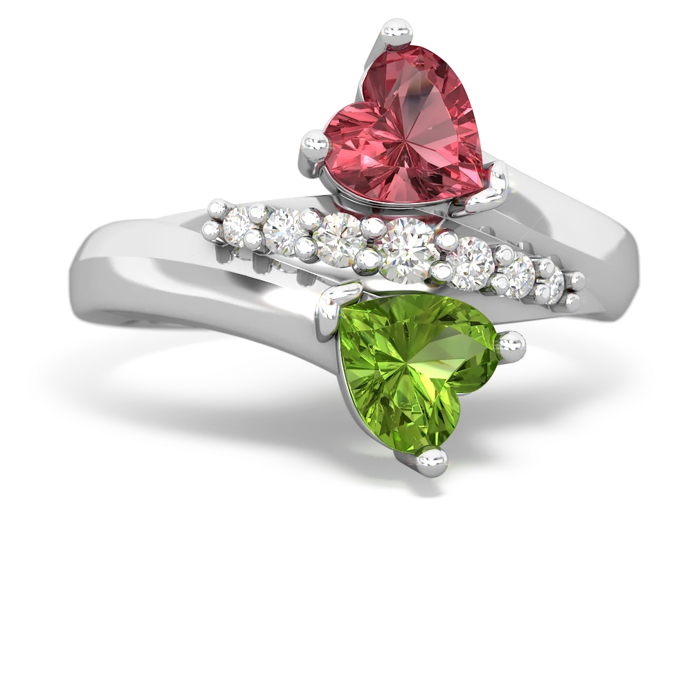 Pink Tourmaline Heart To Heart 14K White Gold ring R2064