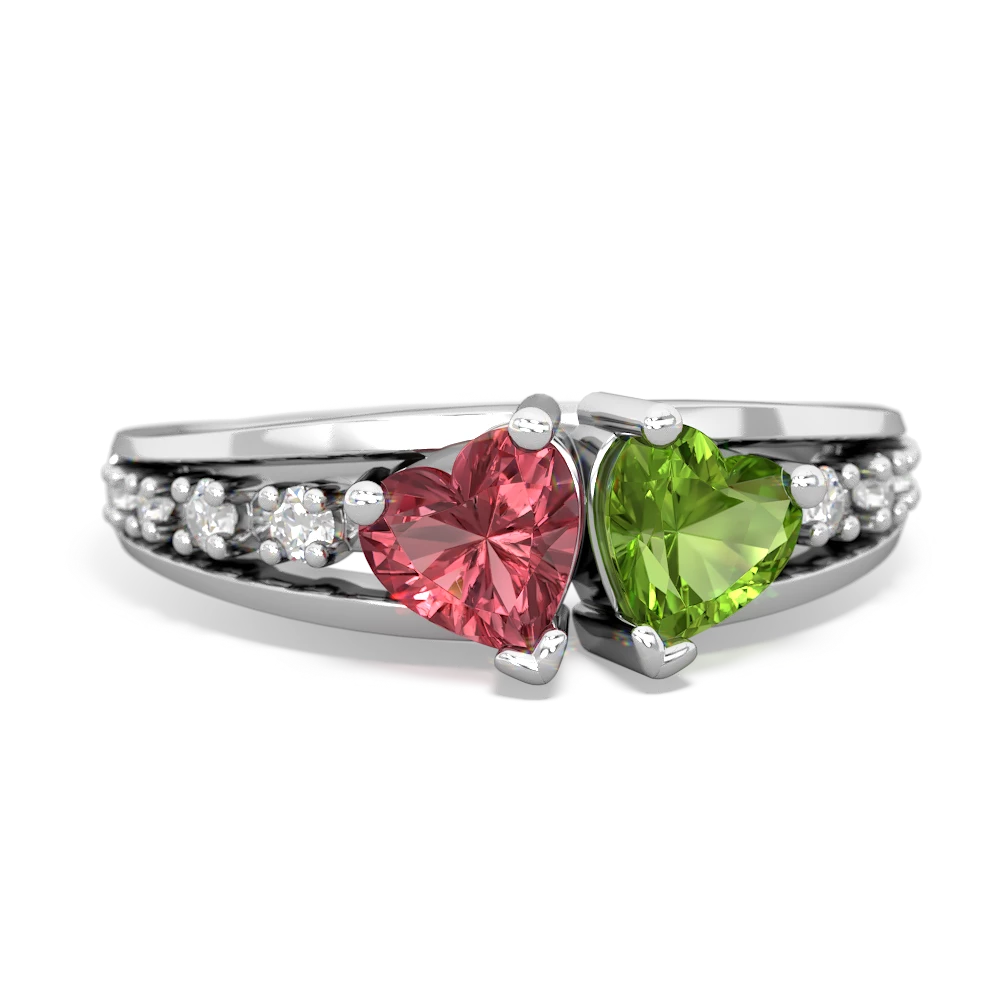 Pink Tourmaline Heart To Heart 14K White Gold ring R3342