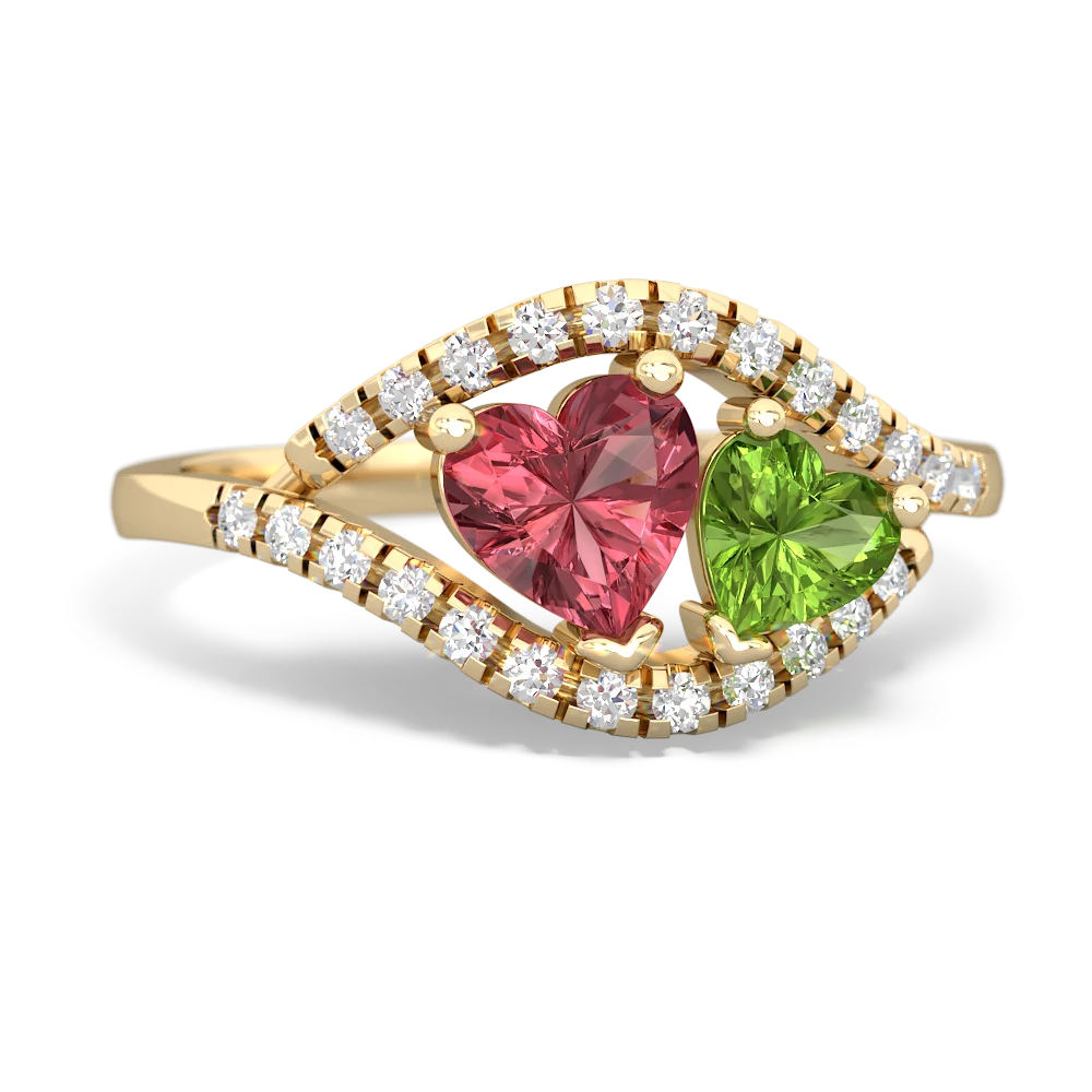 Pink Tourmaline Mother And Child 14K Yellow Gold ring R3010