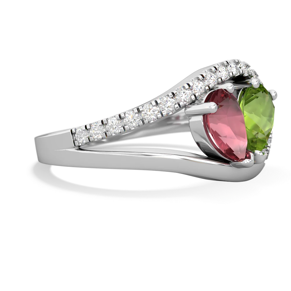 Pink Tourmaline Nestled Heart Keepsake 14K White Gold ring R5650