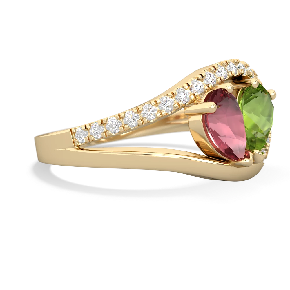 Pink Tourmaline Nestled Heart Keepsake 14K Yellow Gold ring R5650