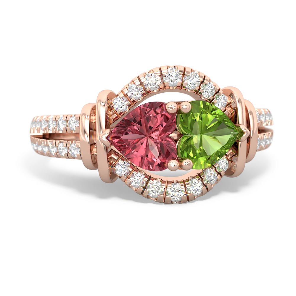 Pink Tourmaline Art-Deco Keepsake 14K Rose Gold ring R5630