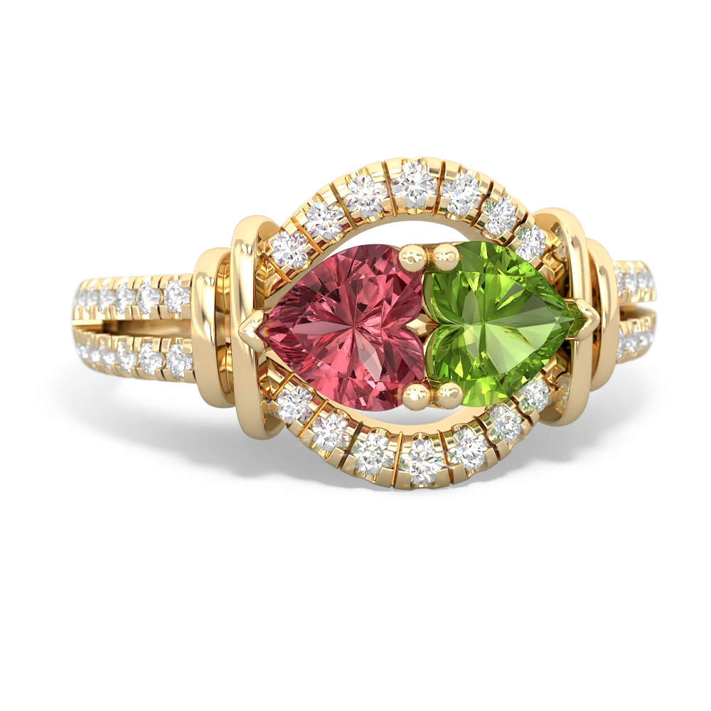 Pink Tourmaline Art-Deco Keepsake 14K Yellow Gold ring R5630