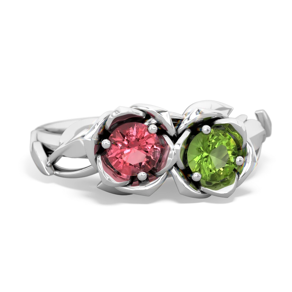 Pink Tourmaline Rose Garden 14K White Gold ring R5510