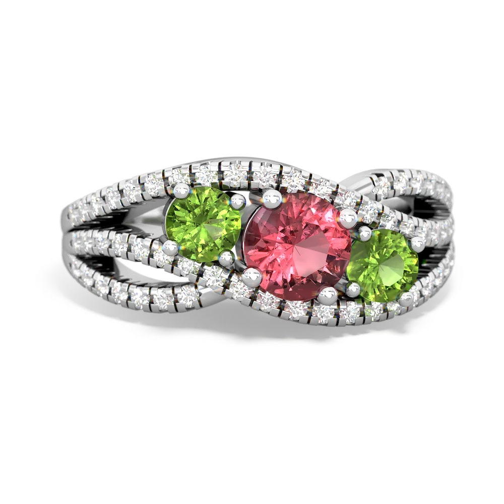 Pink Tourmaline Three Stone Aurora 14K White Gold ring R3080