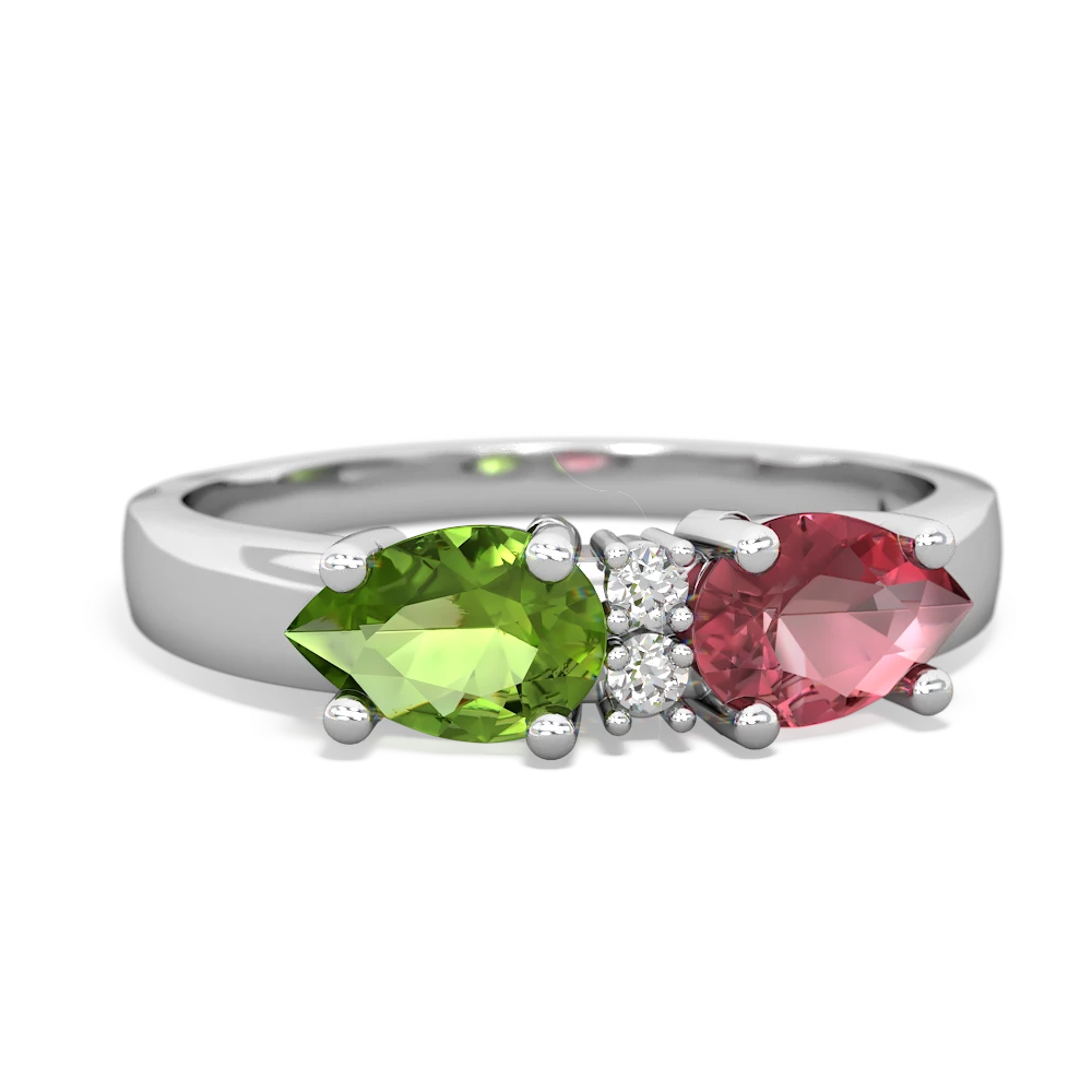 Pink Tourmaline Pear Bowtie 14K White Gold ring R0865