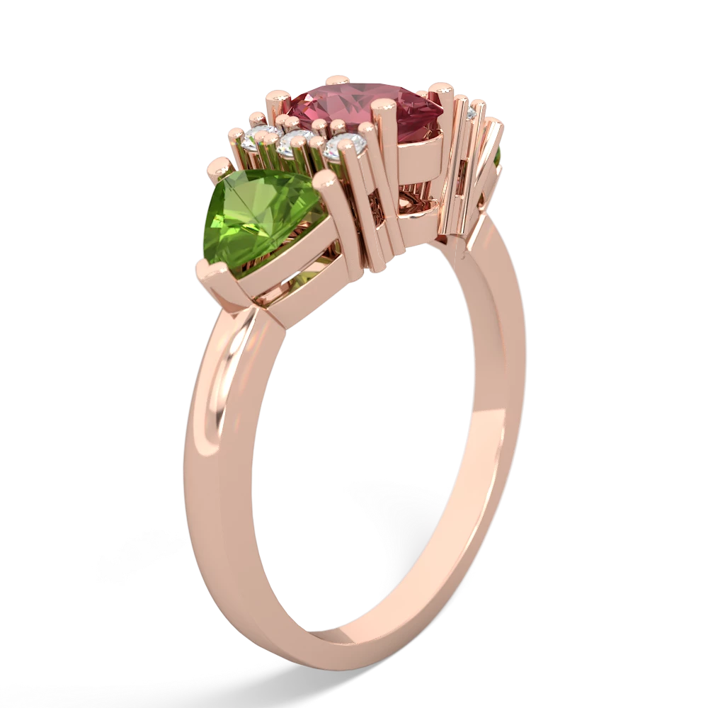 Pink Tourmaline Antique Style Three Stone 14K Rose Gold ring R2186