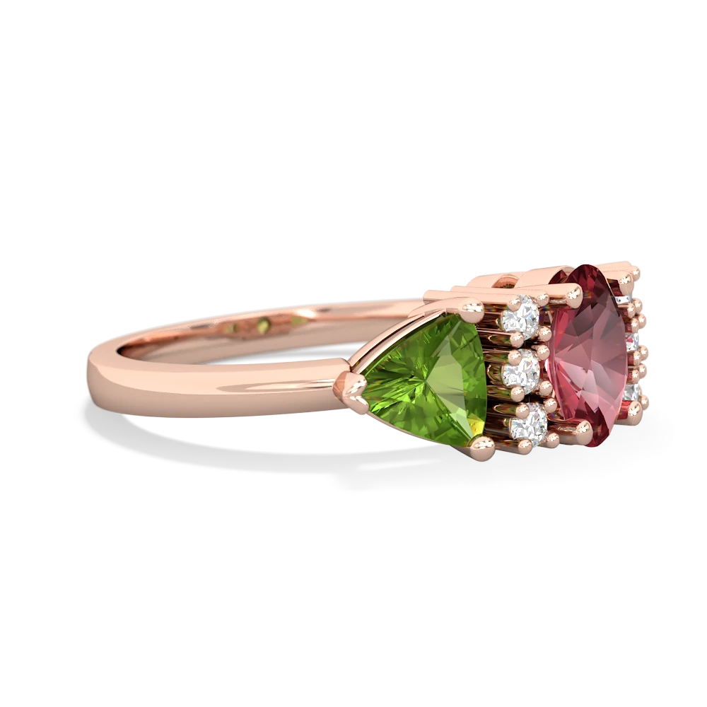 Pink Tourmaline Antique Style Three Stone 14K Rose Gold ring R2186