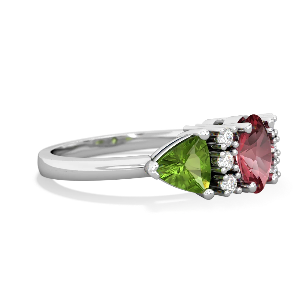 Pink Tourmaline Antique Style Three Stone 14K White Gold ring R2186