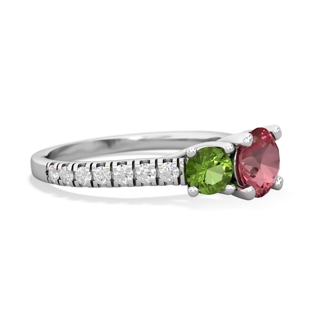 Pink Tourmaline Pave Trellis 14K White Gold ring R5500