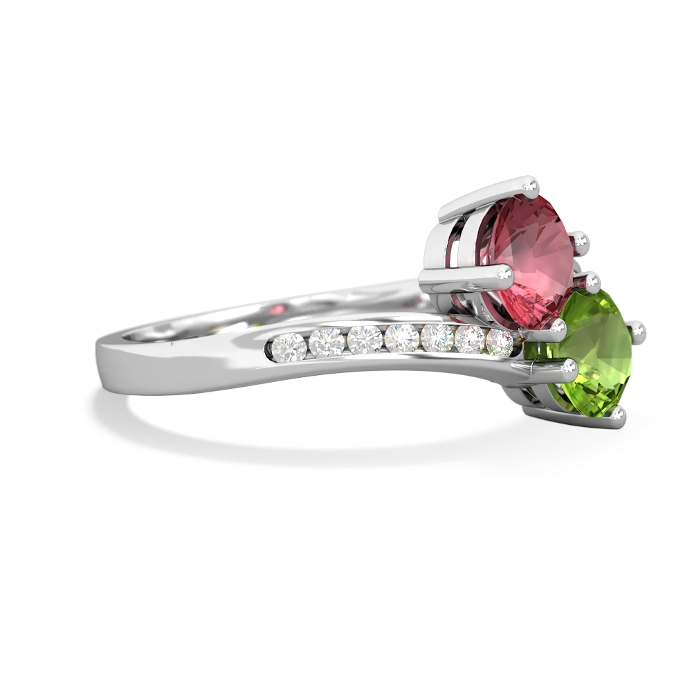 Pink Tourmaline Channel Set Two Stone 14K White Gold ring R5303