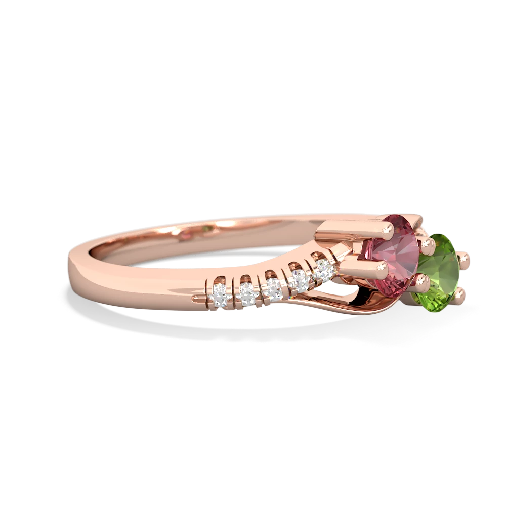 Pink Tourmaline Infinity Pave Two Stone 14K Rose Gold ring R5285