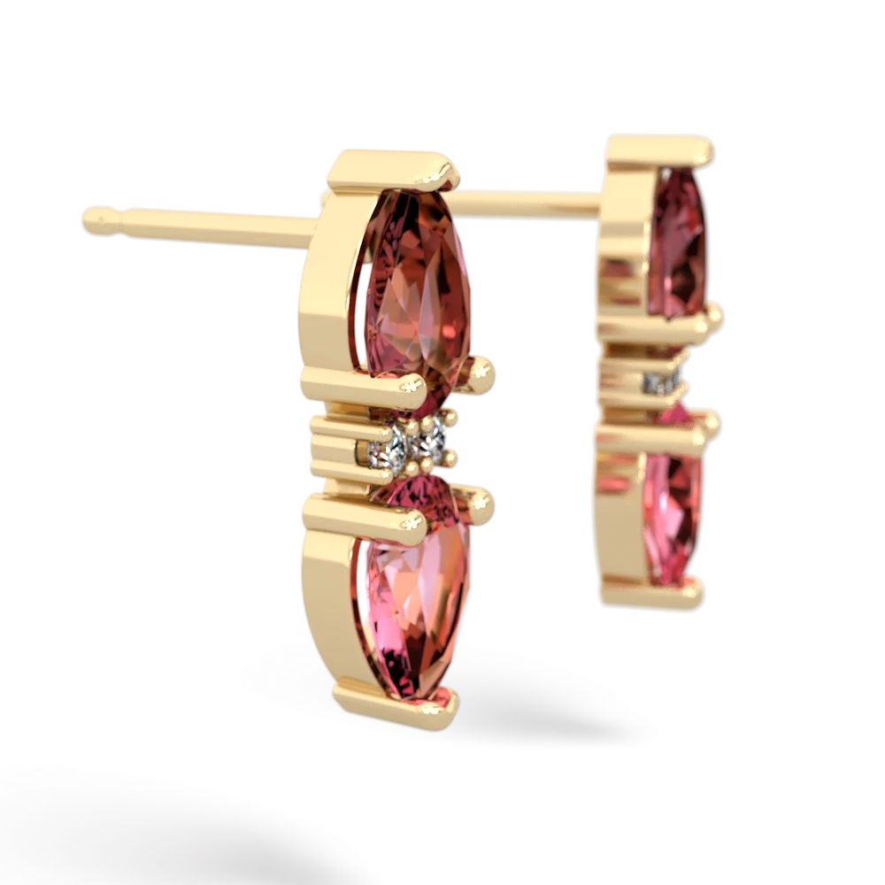 Pink Tourmaline Bowtie Drop 14K Yellow Gold earrings E0865