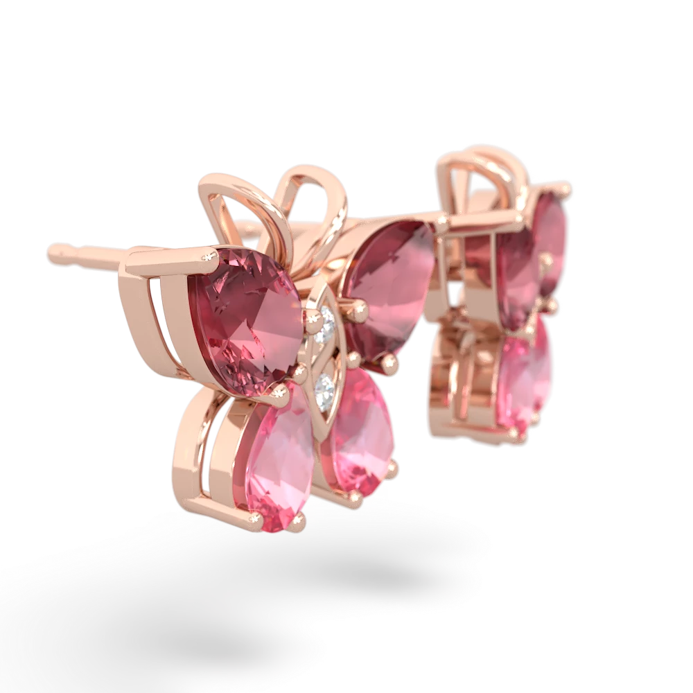 Pink Tourmaline Butterfly 14K Rose Gold earrings E2215