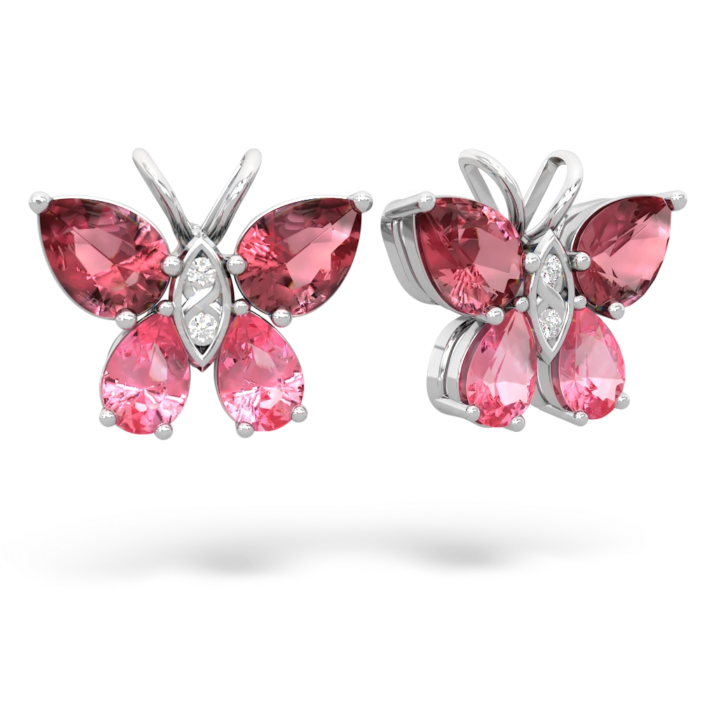 Pink Tourmaline Butterfly 14K White Gold earrings E2215