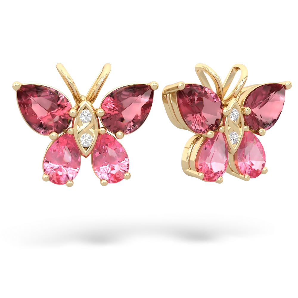 Pink Tourmaline Butterfly 14K Yellow Gold earrings E2215