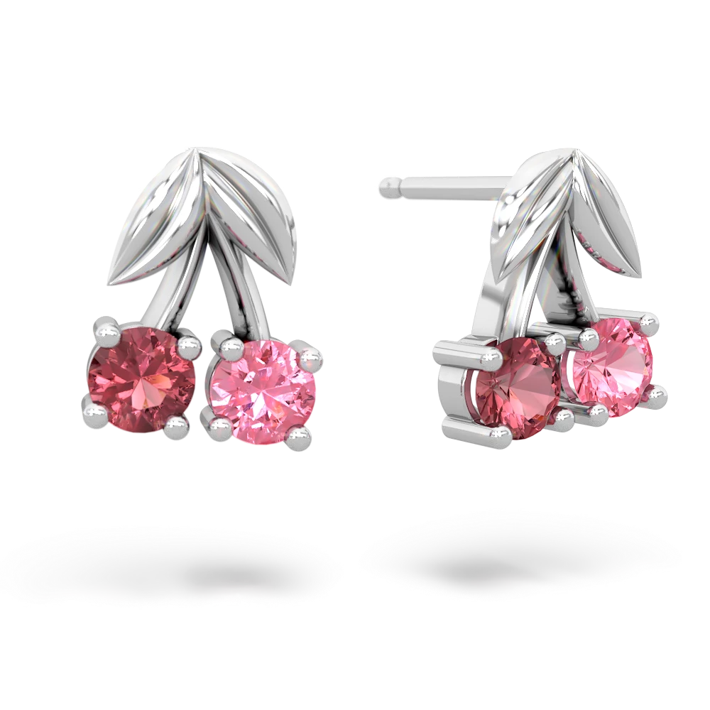 Pink Tourmaline Sweet Cherries 14K White Gold earrings E7001