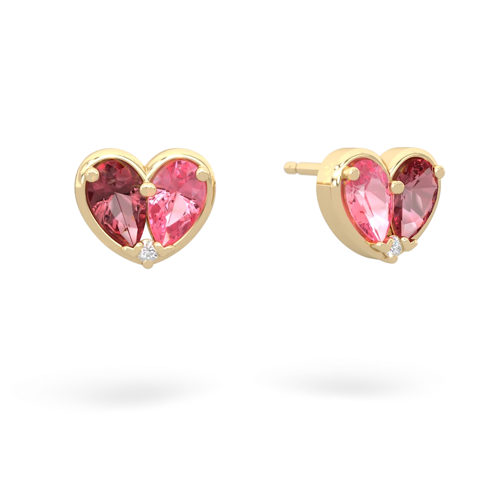 Pink Tourmaline 'Our Heart' 14K Yellow Gold earrings E5072