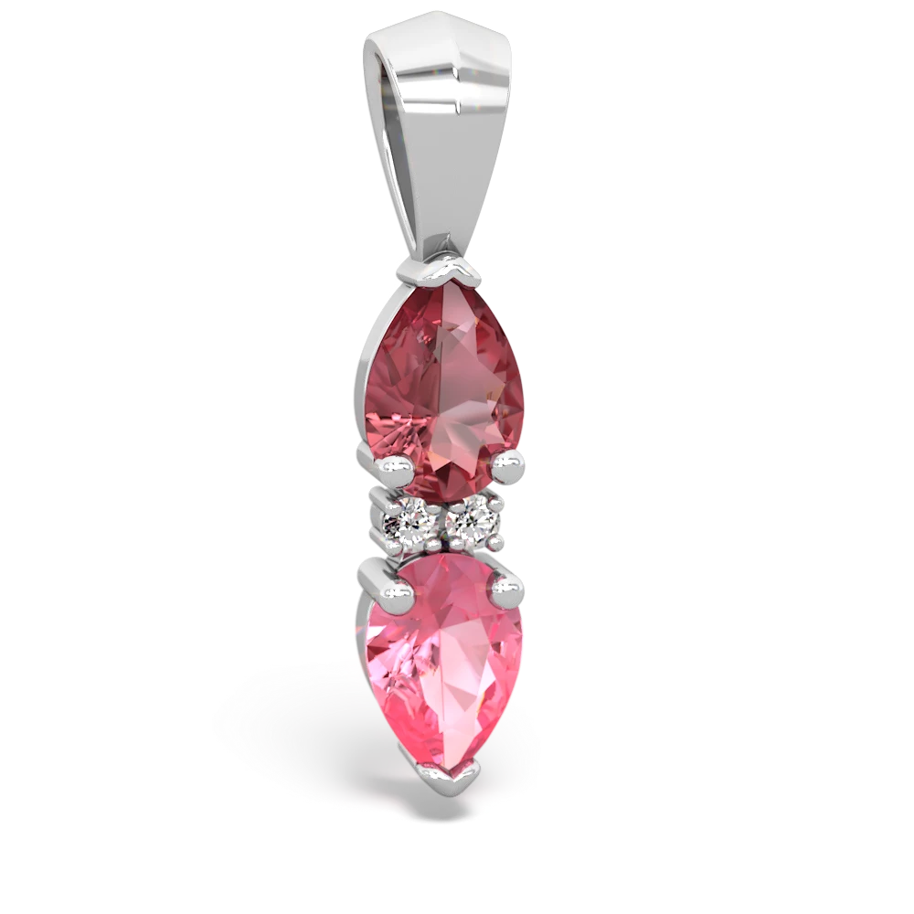 Pink Tourmaline Bowtie Drop 14K White Gold pendant P0865