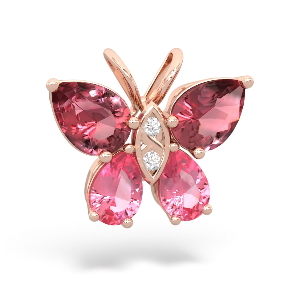 Pink Tourmaline Butterfly 14K Rose Gold pendant P2215