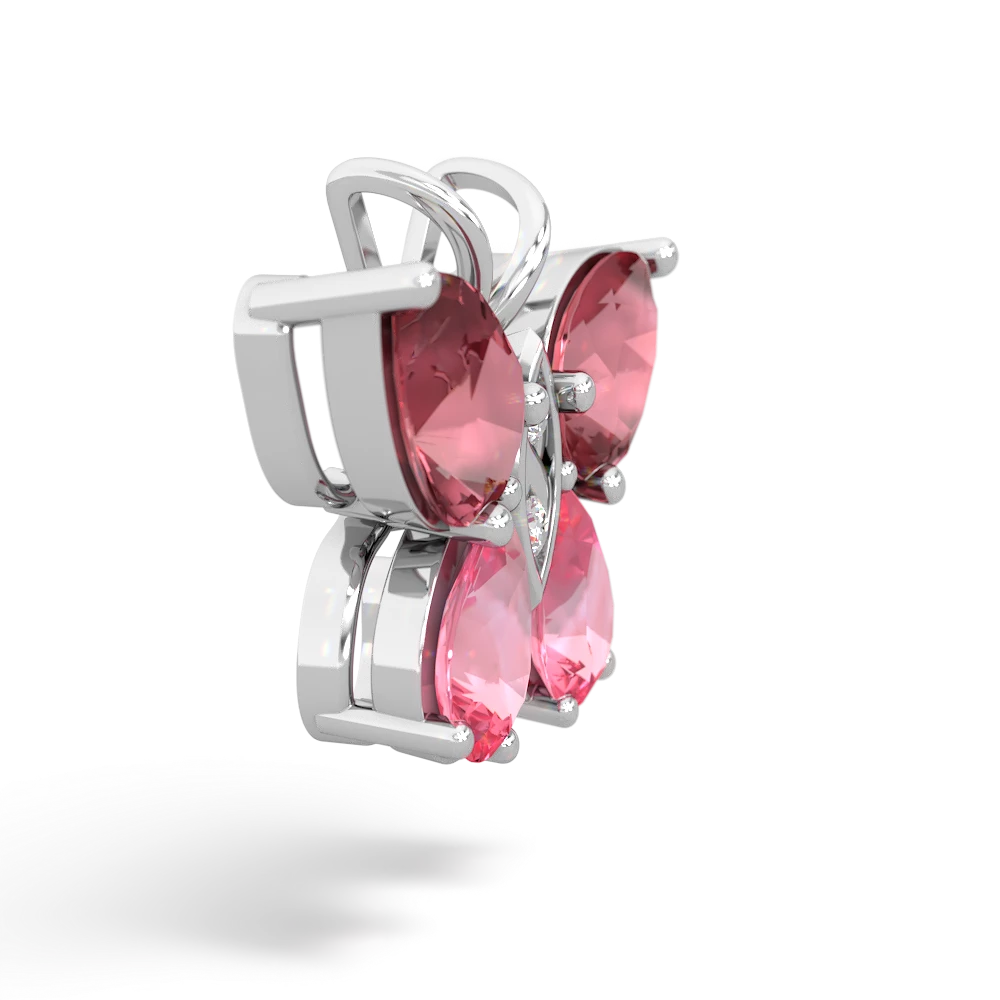 Pink Tourmaline Butterfly 14K White Gold pendant P2215