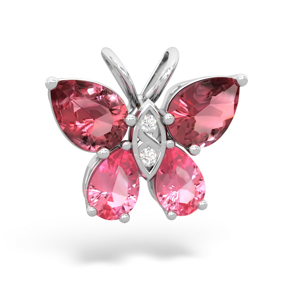 Pink Tourmaline Butterfly 14K White Gold pendant P2215