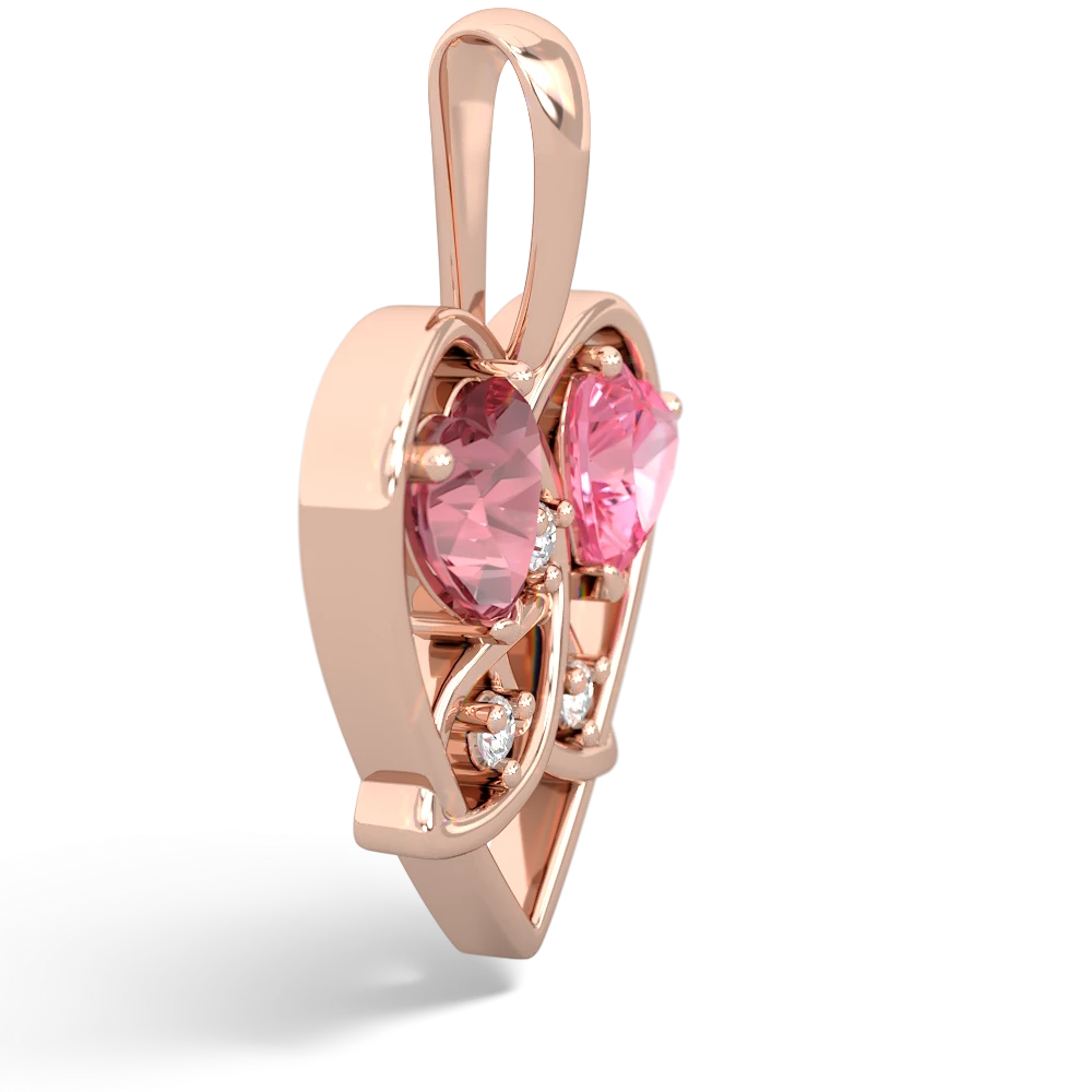 Pink Tourmaline Celtic Trinity Heart 14K Rose Gold pendant P5331