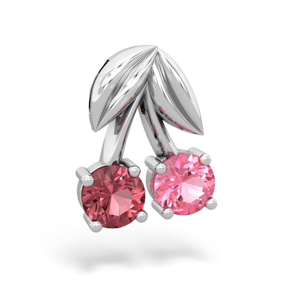 Pink Tourmaline Sweet Cherries 14K White Gold pendant P7001