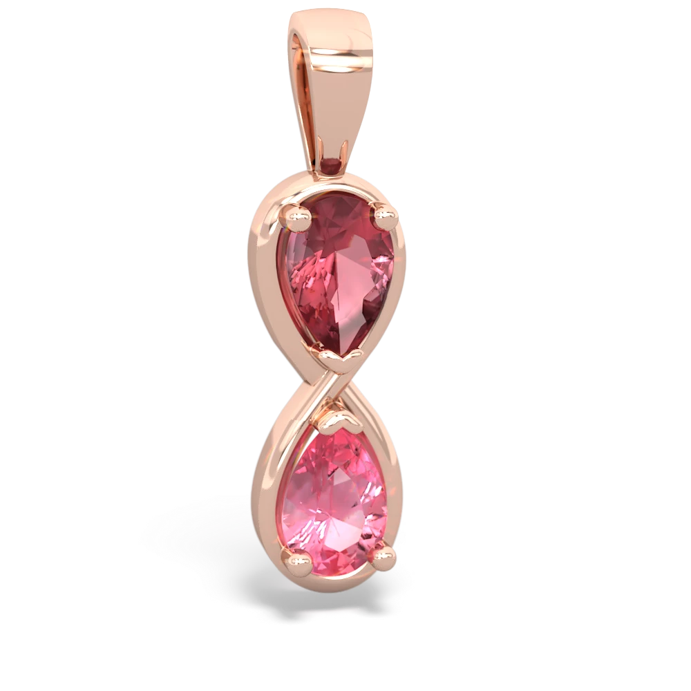 Pink Tourmaline Infinity 14K Rose Gold pendant P5050