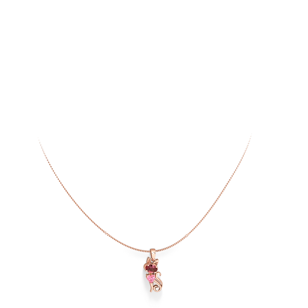 Pink Tourmaline Kitten 14K Rose Gold pendant P5780