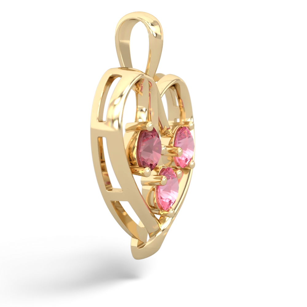 Pink Tourmaline Glowing Heart 14K Yellow Gold pendant P2233