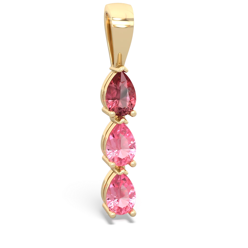 Pink Tourmaline Dew Drops 14K Yellow Gold pendant P2251