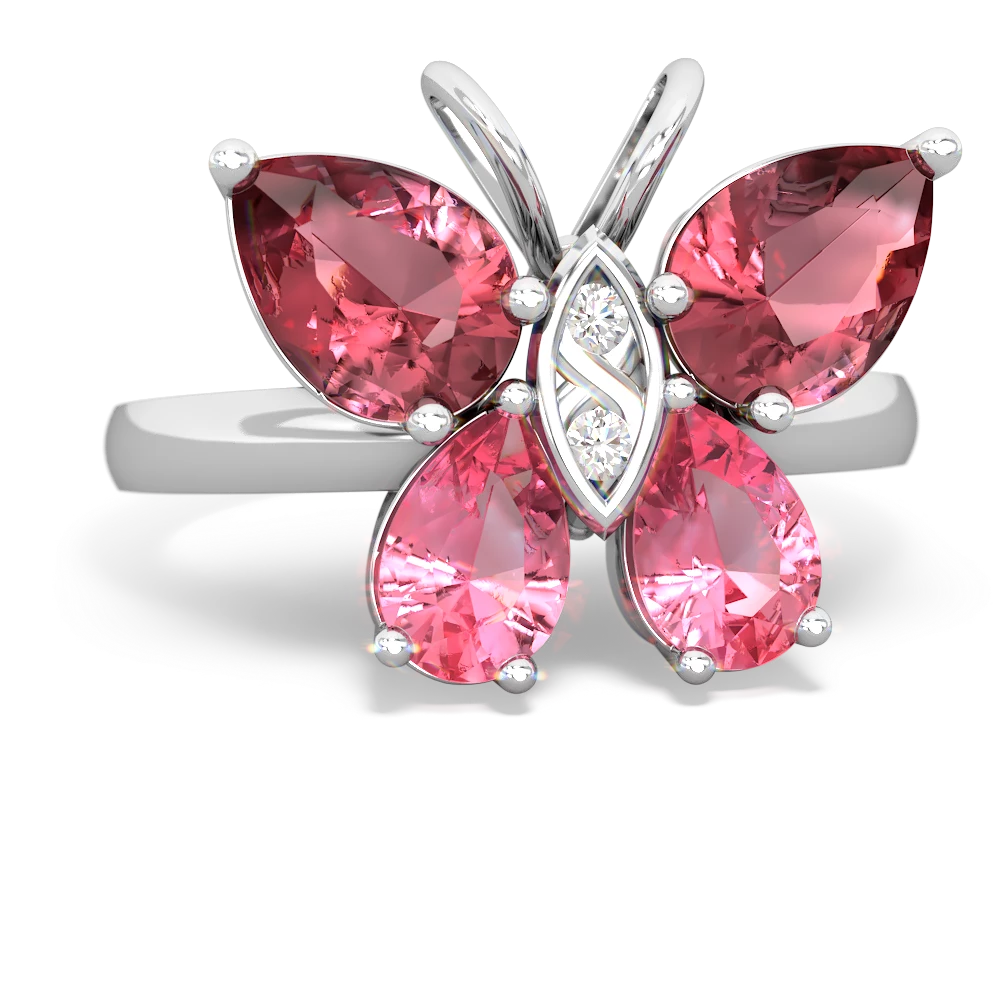 Pink Tourmaline Butterfly 14K White Gold ring R2215