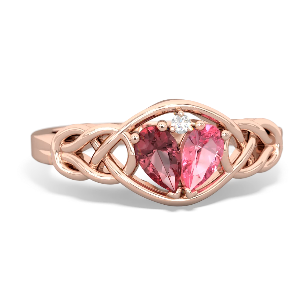 Pink Tourmaline Celtic Love Knot 14K Rose Gold ring R5420