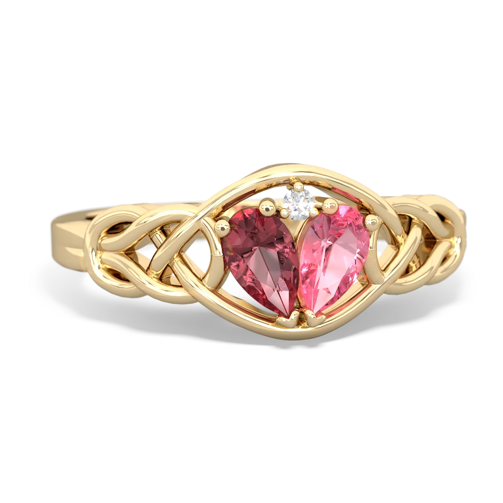 Pink Tourmaline Celtic Love Knot 14K Yellow Gold ring R5420