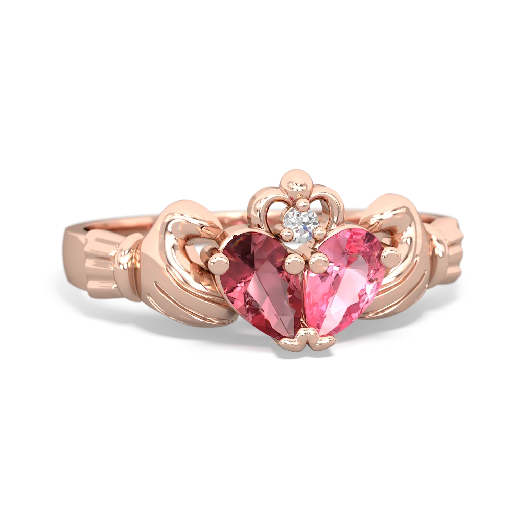 Pink Tourmaline 'Our Heart' Claddagh 14K Rose Gold ring R2388