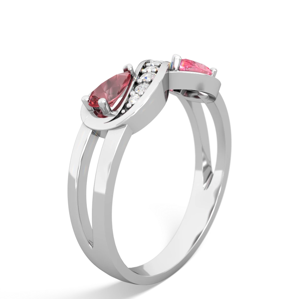 Pink Tourmaline Diamond Infinity 14K White Gold ring R5390