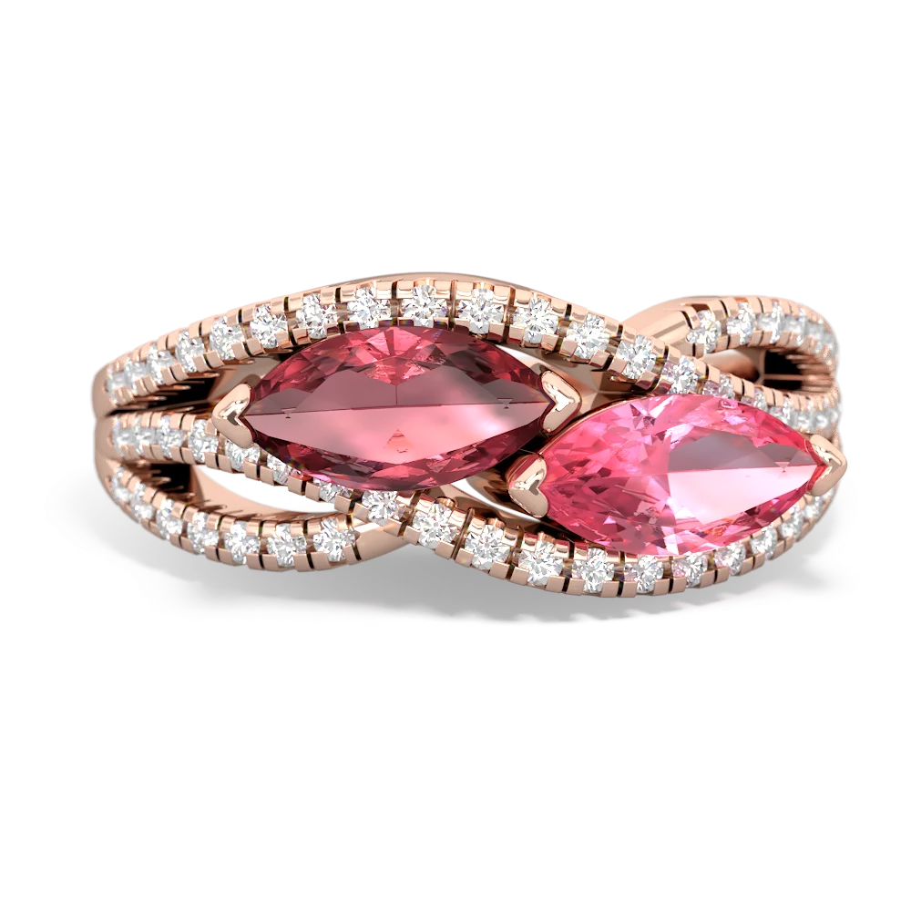 Pink Tourmaline Diamond Rivers 14K Rose Gold ring R3070