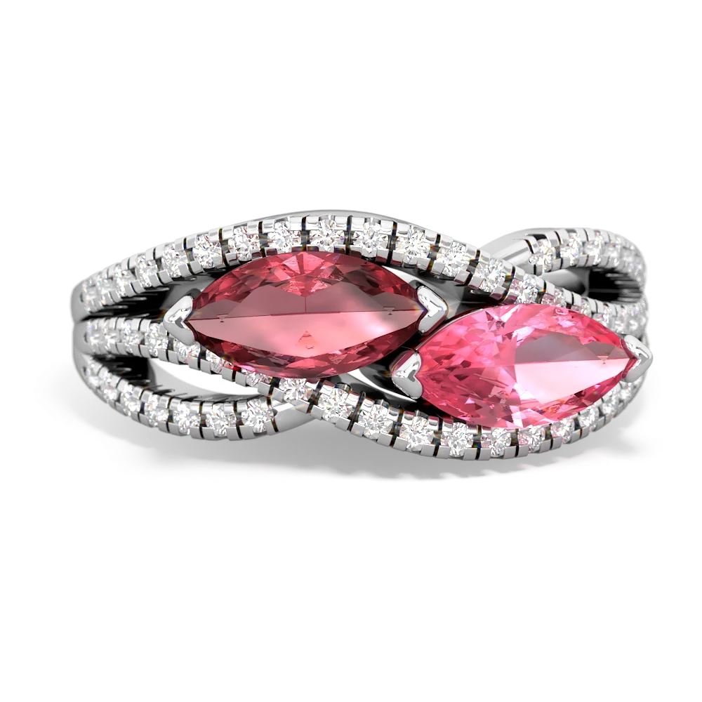 Pink Tourmaline Diamond Rivers 14K White Gold ring R3070