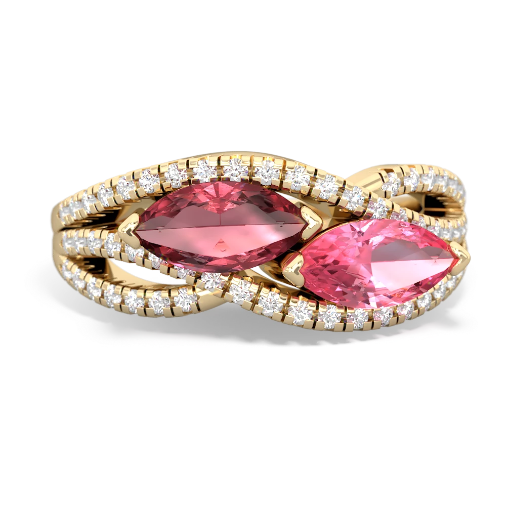 Pink Tourmaline Diamond Rivers 14K Yellow Gold ring R3070