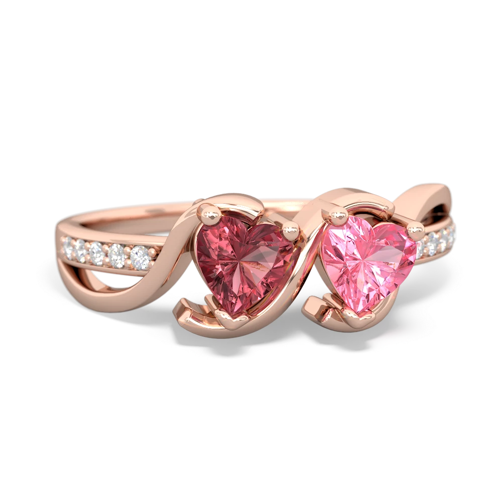 Pink Tourmaline Side By Side 14K Rose Gold ring R3090