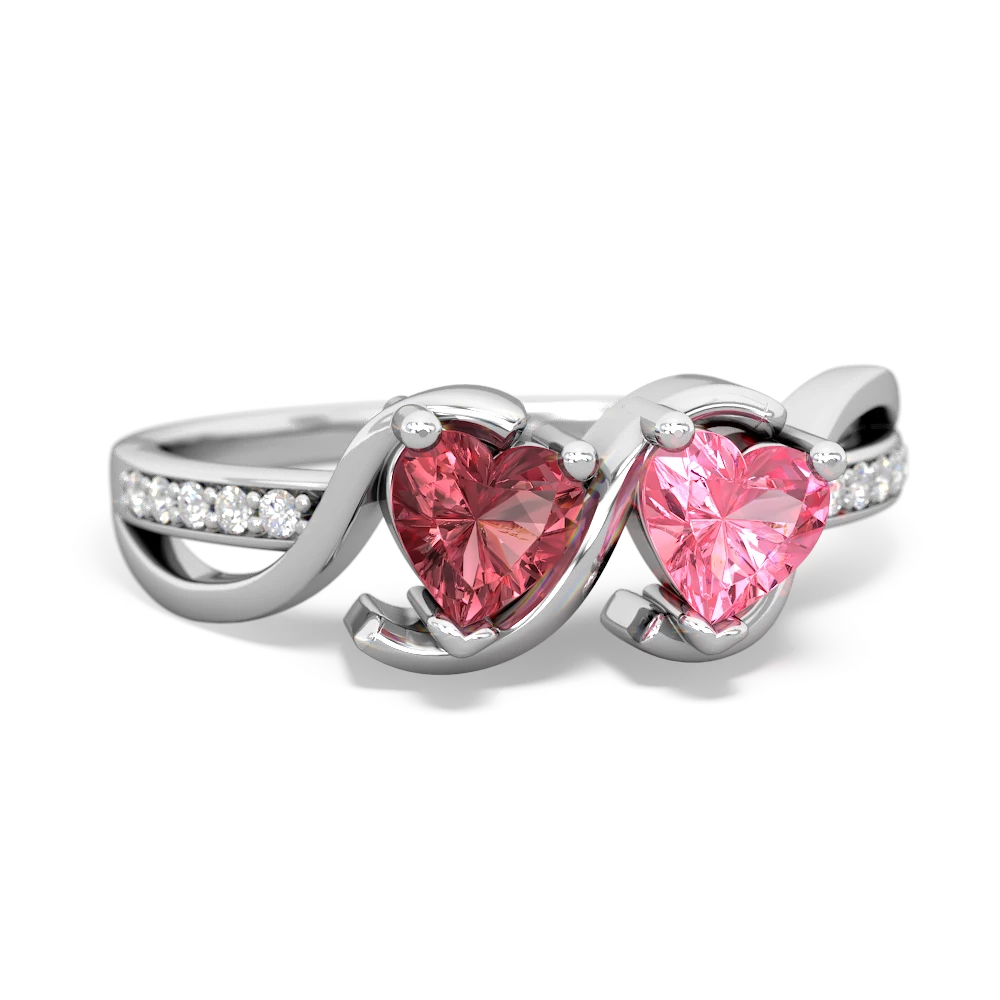 Pink Tourmaline Side By Side 14K White Gold ring R3090