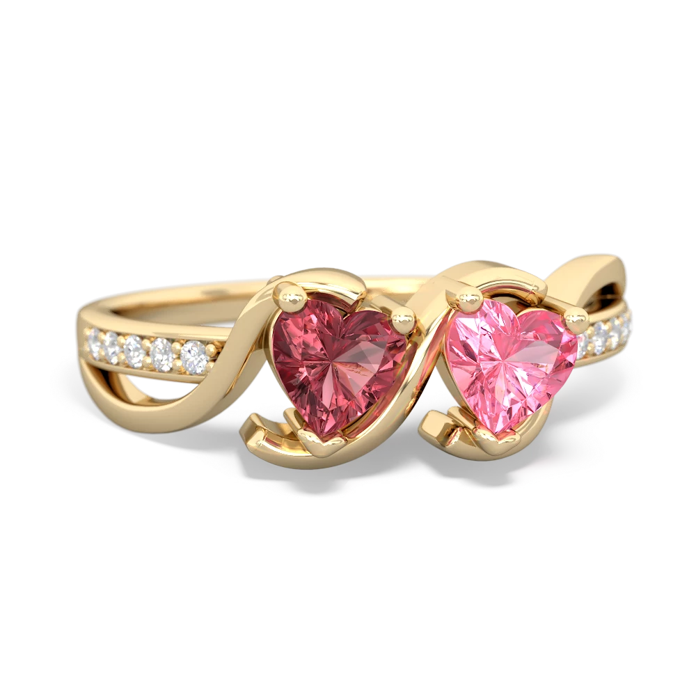 Pink Tourmaline Side By Side 14K Yellow Gold ring R3090