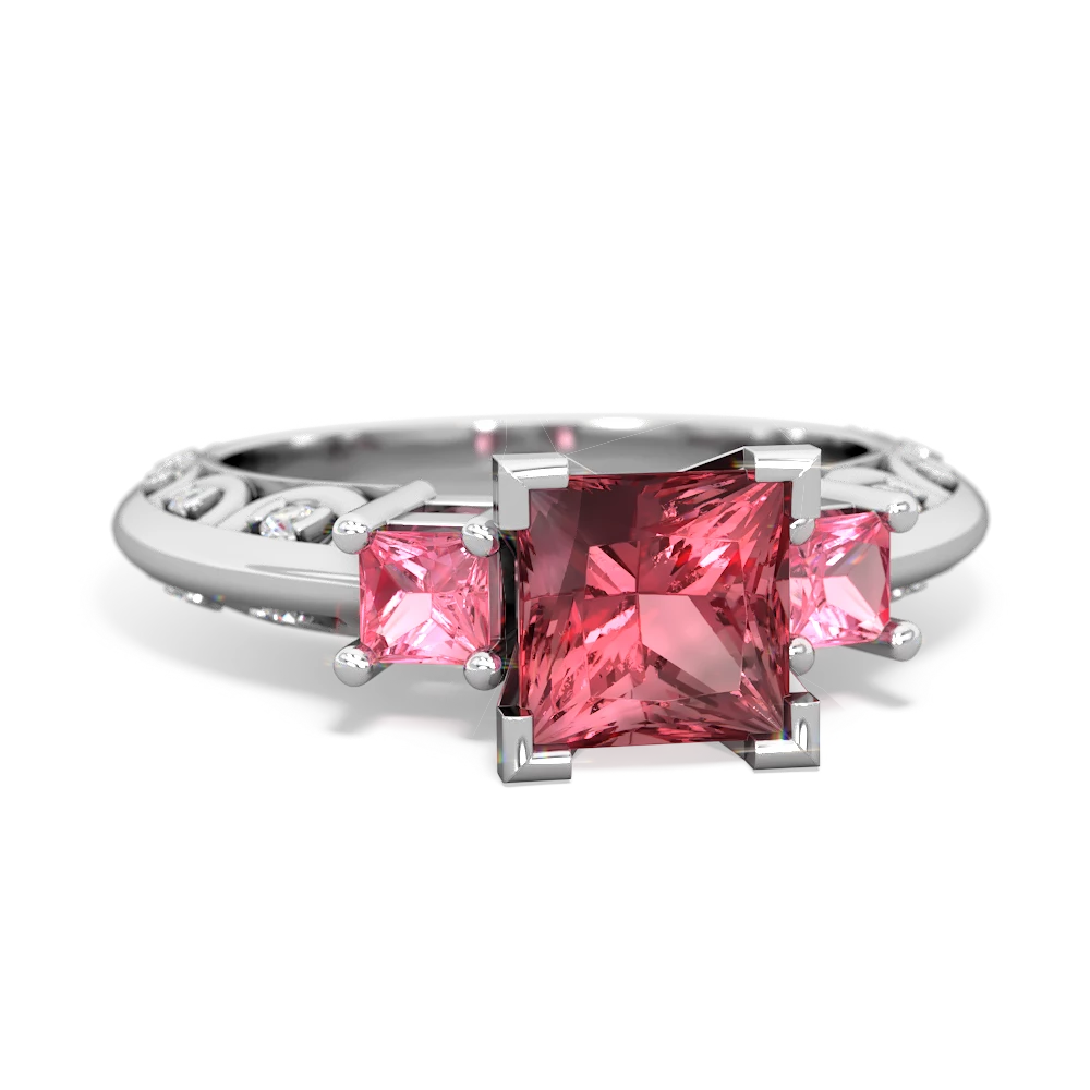 Pink Tourmaline Eternal Embrace Engagement 14K White Gold ring C2001