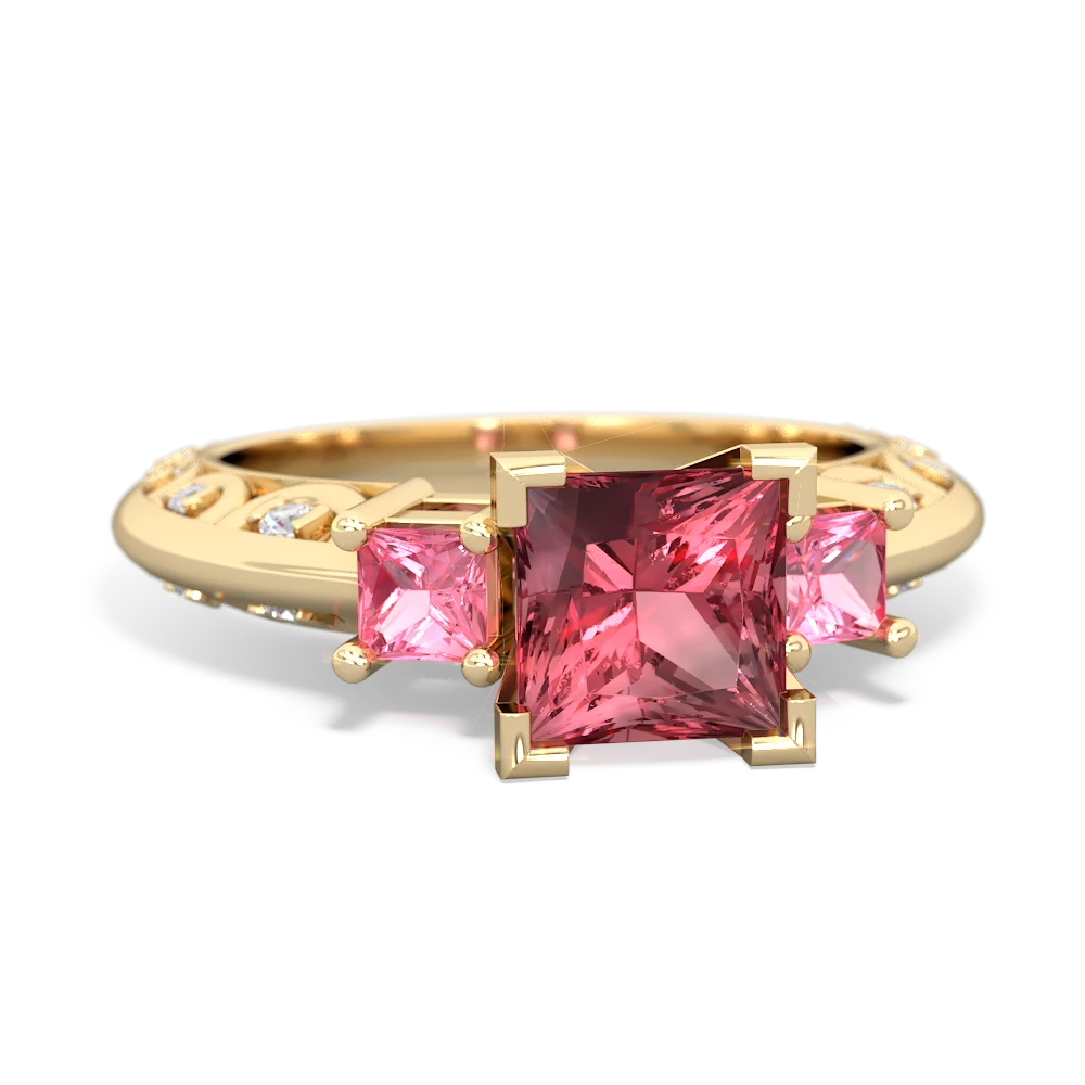 Pink Tourmaline Eternal Embrace Engagement 14K Yellow Gold ring C2001