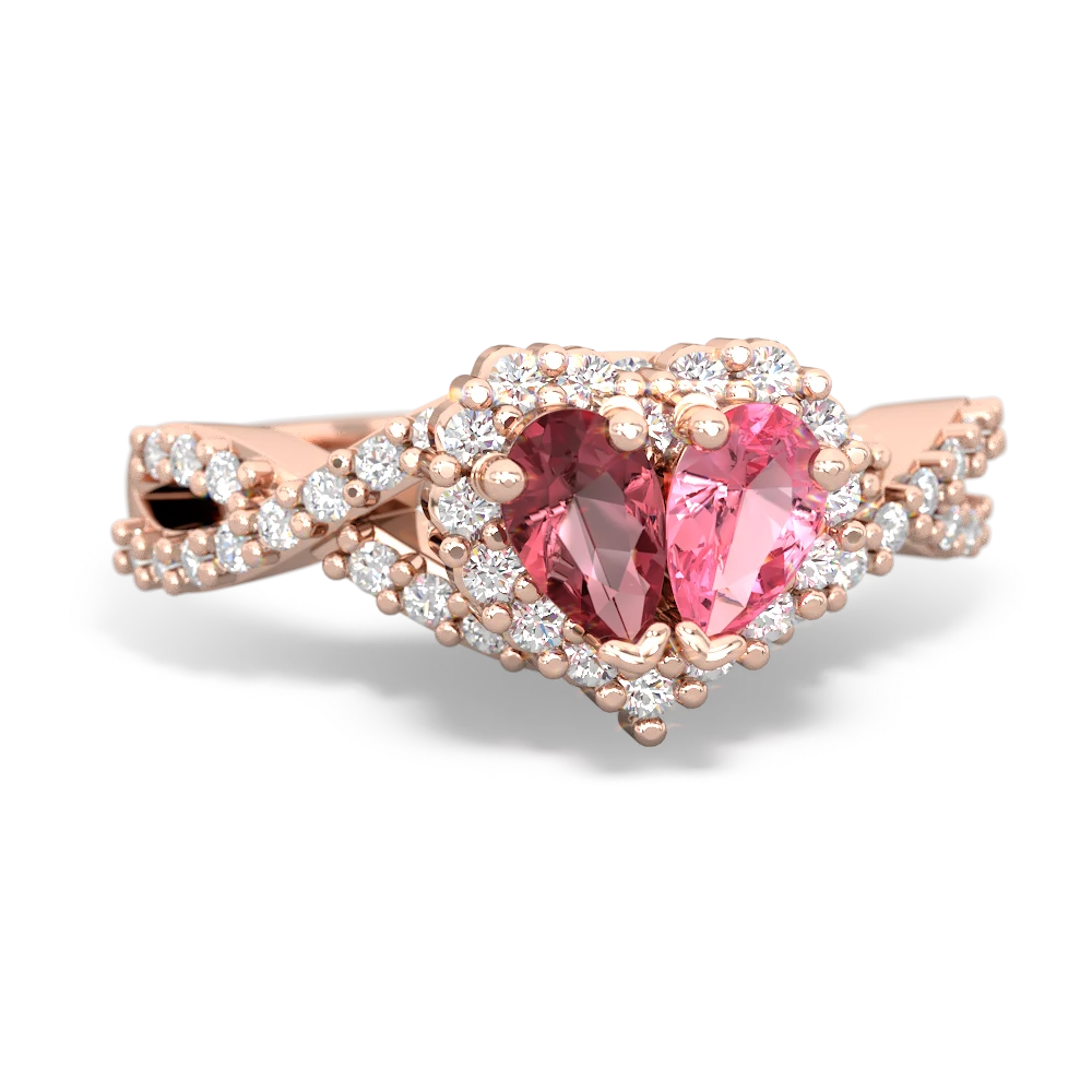 Pink Tourmaline Diamond Twist 'One Heart' 14K Rose Gold ring R2640HRT