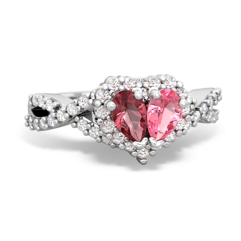 Pink Tourmaline Diamond Twist 'One Heart' 14K White Gold ring R2640HRT