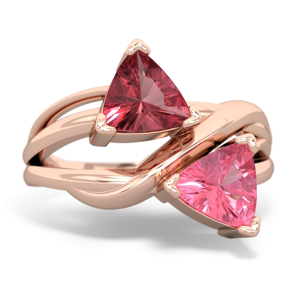 Pink Tourmaline Split Band Swirl 14K Rose Gold ring R2341