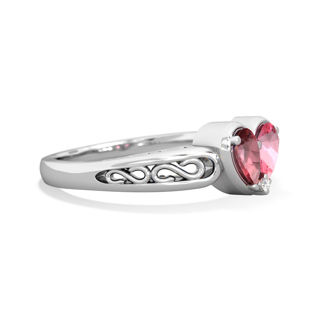 Pink Tourmaline Filligree 'One Heart' 14K White Gold ring R5070